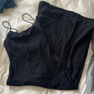 Black linen sexy maxi dress